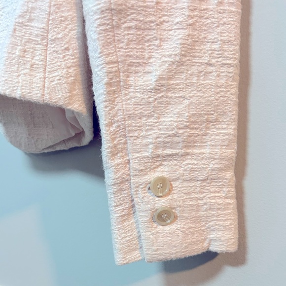 LOFT Light Pink Textured Opened Front Long Sleeve Women Blazer - Picture 5 of 5